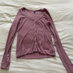 Elegant Mauve Button-Down Women's Top